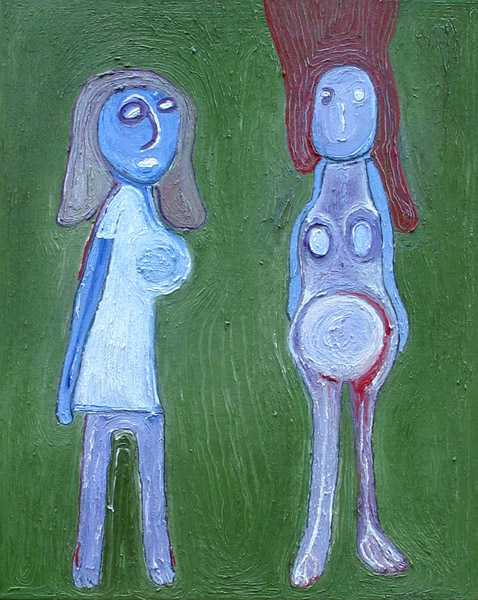 Two Girls, painting, Oil on canvas - Ayin Es