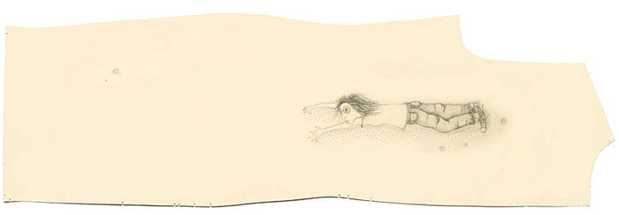 Above it All, drawing, Pencil on manila paper pants pattern - Carol Es