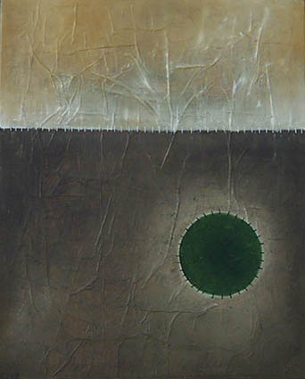 Above the Bias Forces, painting, Oil, paper patterns, graphite, and thread on canvas - Carol Es