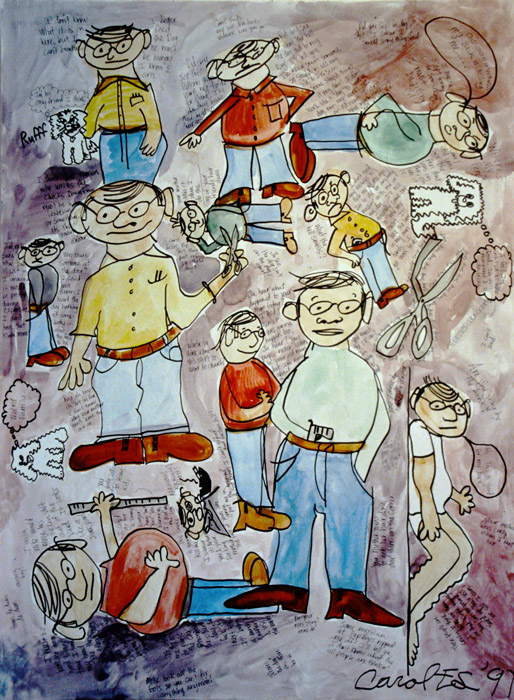 Dad, painting, Mixed media watercolor and ink on illustration board - Ayin Es