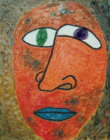 Face I, painting, Oil on canvas board - Carol Es