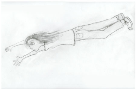 Flying Me, drawing, Pencil on vellum - Ayin Es