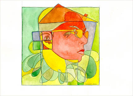 Fool in the Leaves, painting, Watercolor on paper - Carol Es