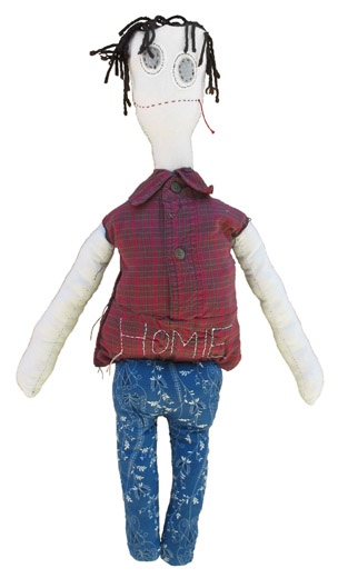 Homie, sculpture, Fabric, yarn, plastic bags, cotton sculpture - Carol Es