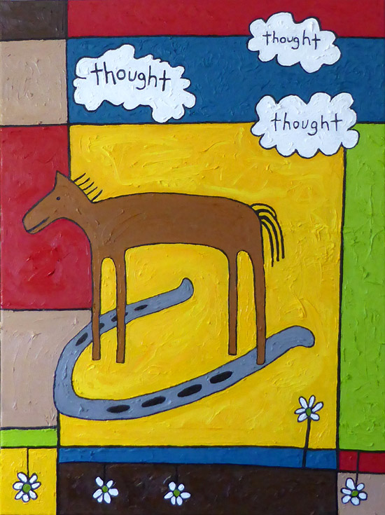 Horse Thoughts, painting, Oil on linen - Ayin Es