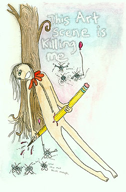 Impaled Artist, painting, Watercolor, ink & pencil on illustration board - Carol Es