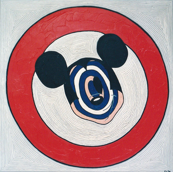 Target Headed Mickey Mouse, painting, Oil on canvas - Ayin Es