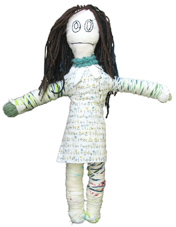 Moppet, sculpture, Fabric, yarn, plastic bags, cotton sculpture - Carol Es
