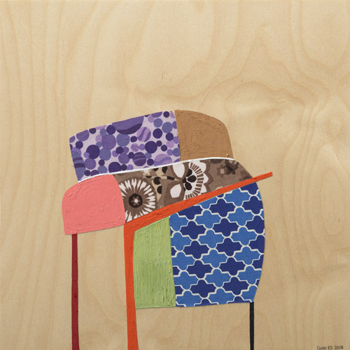 Mt. Candy, painting, Oil, paper and fabric on birch wood panel - Ayin Es