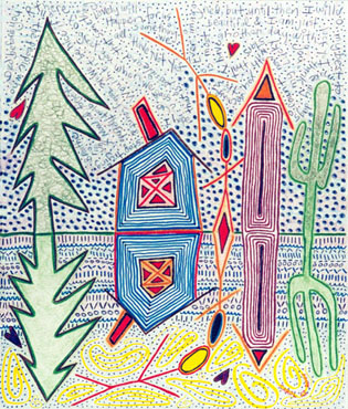Northern Exposure, drawing, Mixed media drawing on paper - Ayin Es