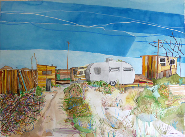 Off the Grid, painting, Watercolor on paper - Ayin Es