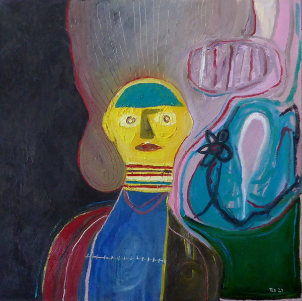 I'm Here for the Party, painting, Oil on canvas - Ayin Es