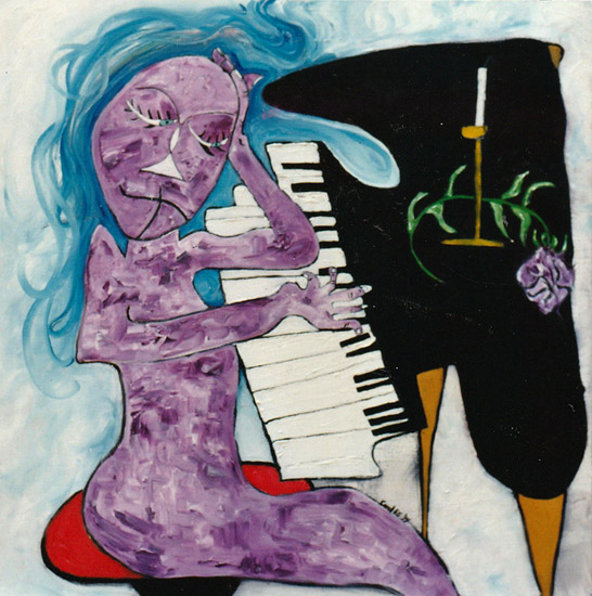 Piano, painting, Oil on canvas - Ayin Es