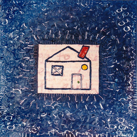 Little Pink House, painting, Oil on canvas - Ayin Es