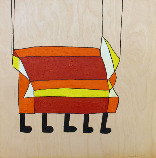 Runaway Box, painting, Oil on birch panel - Carol Es