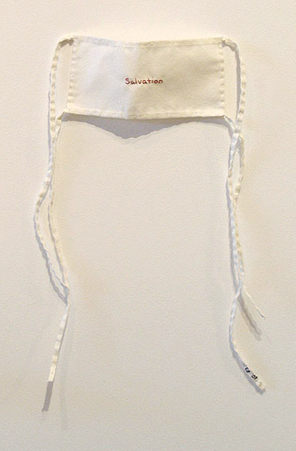 Salvation, sculpture, Cotton cloth and thread pinned to linen backing - Carol Es