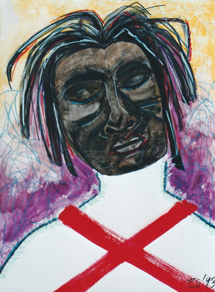 Seal, painting, Mixed media watercolor, colored pencil, and tempera on illustration board - Ayin Es