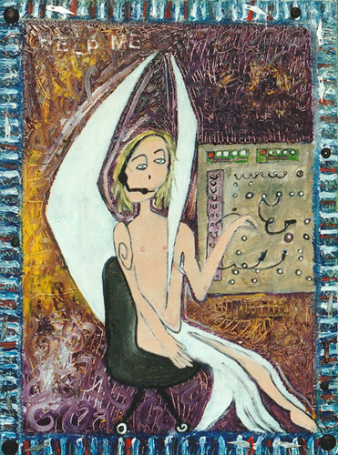 Angel at the Switchboard, painting, Oil on canvas - Carol Es